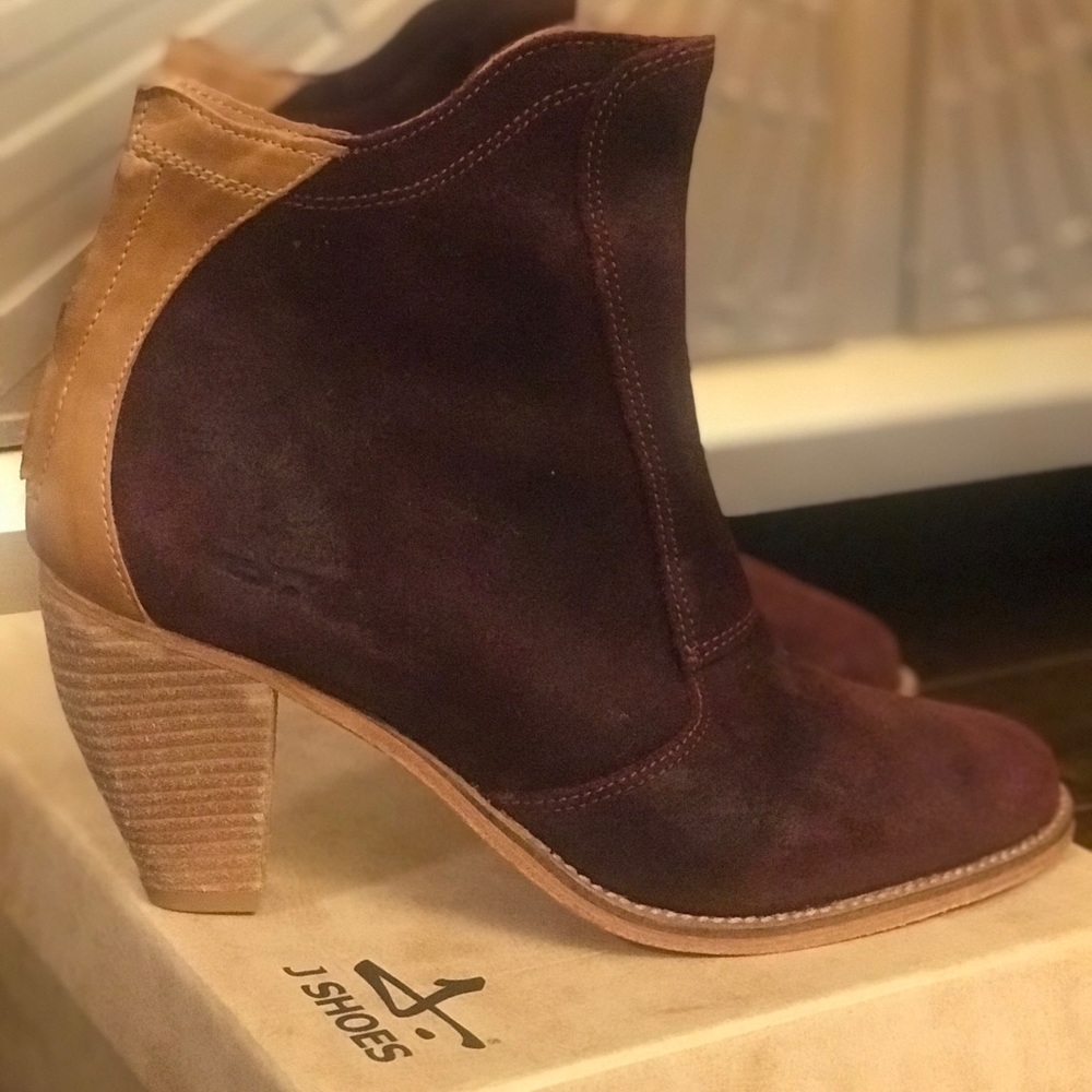 J.Shoes maroon suede ankle boots new size 9M
